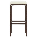 5 Piece Garden Bar Set Brown Solid Wood Acacia and Poly Rattan - Rear View