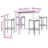 5 Piece Garden Bar Set Brown Solid Wood Acacia and Poly Rattan - Extra Image