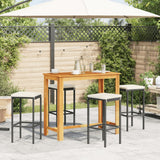 5 Piece Garden Bar Set Black Solid Wood Acacia and Poly Rattan - Side View