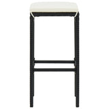 5 Piece Garden Bar Set Black Solid Wood Acacia and Poly Rattan - Rear View