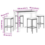 5 Piece Garden Bar Set Black Solid Wood Acacia and Poly Rattan - Extra Image