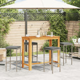 5 Piece Garden Bar Set Grey Solid Wood Acacia and Poly Rattan - Side View