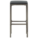5 Piece Garden Bar Set Grey Solid Wood Acacia and Poly Rattan - Rear View