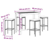 5 Piece Garden Bar Set Grey Solid Wood Acacia and Poly Rattan - Extra Image