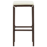7 Piece Garden Bar Set Brown Solid Wood Acacia and Poly Rattan - Rear View