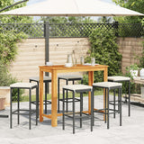 7 Piece Garden Bar Set Black Solid Wood Acacia and Poly Rattan - Side View