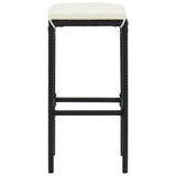 7 Piece Garden Bar Set Black Solid Wood Acacia and Poly Rattan