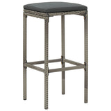 7 Piece Garden Bar Set Grey Solid Wood Acacia and Poly Rattan - Top-Down View