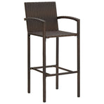 5 Piece Garden Bar Set Brown Solid Wood Acacia and Poly Rattan