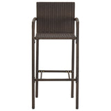 5 Piece Garden Bar Set Brown Solid Wood Acacia and Poly Rattan - Rear View