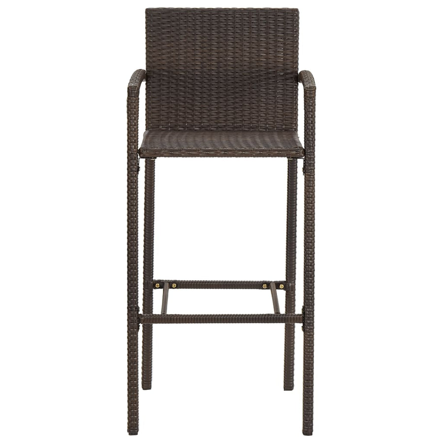 5 Piece Garden Bar Set Brown Solid Wood Acacia and Poly Rattan