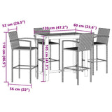 5 Piece Garden Bar Set Black Solid Wood Acacia and Poly Rattan - Extra Image