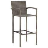 5 Piece Garden Bar Set Grey Solid Wood Acacia and Poly Rattan - Top-Down View