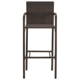 7 Piece Garden Bar Set Brown Solid Wood Acacia and Poly Rattan