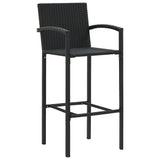 7 Piece Garden Bar Set Black Solid Wood Acacia and Poly Rattan - Top-Down View