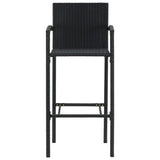 7 Piece Garden Bar Set Black Solid Wood Acacia and Poly Rattan - Rear View