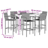 7 Piece Garden Bar Set Grey Solid Wood Acacia and Poly Rattan - Extra Image