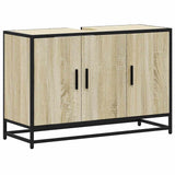 Bathroom Sink Cabinet Sonoma Oak 90x33x60 cm Engineered Wood - Front View