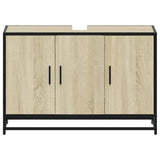 Bathroom Sink Cabinet Sonoma Oak 90x33x60 cm Engineered Wood - 45-Degree Angle