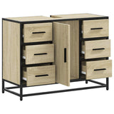 Bathroom Sink Cabinet Sonoma Oak 80x33x60 cm Engineered Wood - Low Angle
