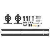 Sliding Door Hardware Kit 183 cm Steel Black - 45-Degree Angle