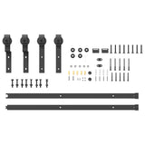 Sliding Door Hardware Kit 200 cm Steel Black