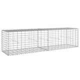 Gabion Basket with Cover 200x50x50 cm Galvanised Iron - Front View