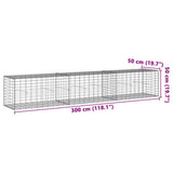 Gabion Basket with Cover 300x50x50 cm Galvanised Iron - Close-Up Angle