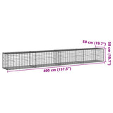 Gabion Basket with Cover 400x50x50 cm Galvanised Iron - Close-Up Angle