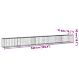 Gabion Basket with Cover 500x50x50 cm Galvanised Iron - Close-Up Angle