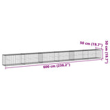 Gabion Basket with Cover 600x50x50 cm Galvanised Iron - Close-Up Angle