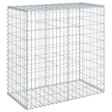 Gabion Basket with Cover 100x50x100 cm Galvanised Iron - Front View