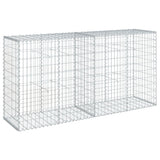 Gabion Basket with Cover 200x50x100 cm Galvanised Iron - Front View