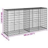 Gabion Basket with Cover 200x50x100 cm Galvanised Iron - Close-Up Angle
