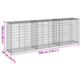 Gabion Basket with Cover 300x50x100 cm Galvanised Iron - Close-Up Angle