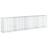 Gabion Basket with Cover 400x50x100 cm Galvanised Iron - Front View