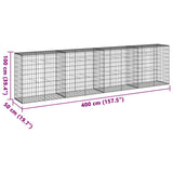 Gabion Basket with Cover 400x50x100 cm Galvanised Iron - Close-Up Angle
