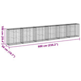 Gabion Basket with Cover 600x50x100 cm Galvanised Iron - Close-Up Angle