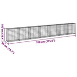 Gabion Basket with Cover 700x50x100 cm Galvanised Iron - Close-Up Angle