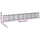 Gabion Basket with Cover 800x50x100 cm Galvanised Iron - Close-Up Angle