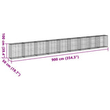 Gabion Basket with Cover 900x50x100 cm Galvanised Iron - Close-Up Angle