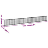 Gabion Basket with Cover 1000x50x100 cm Galvanised Iron - Close-Up Angle