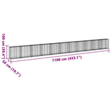 Gabion Basket with Cover 1100x50x100 cm Galvanised Iron - Close-Up Angle
