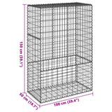 Gabion Basket with Cover 100x50x150 cm Galvanised Iron - Close-Up Angle
