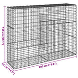 Gabion Basket with Cover 200x50x150 cm Galvanised Iron - Close-Up Angle