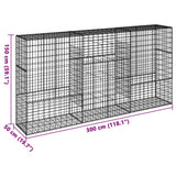 Gabion Basket with Cover 300x50x150 cm Galvanised Iron - Close-Up Angle