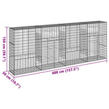 Gabion Basket with Cover 400x50x150 cm Galvanised Iron - Close-Up Angle