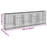 Gabion Basket with Cover 500x50x150 cm Galvanised Iron - Close-Up Angle