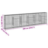 Gabion Basket with Cover 600x50x150 cm Galvanised Iron - Close-Up Angle