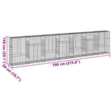 Gabion Basket with Cover 700x50x150 cm Galvanised Iron - Close-Up Angle